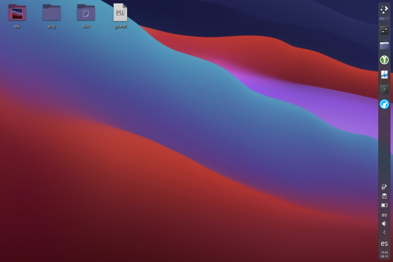 Figura 3: Plasma 5 en mi Surface Go 2. Sí, el fondo es de Mac, me parecen preciosos.